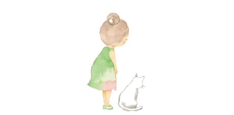 女の子と猫